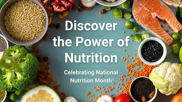 Variety of foods circling text Discover the Power of Nutrition