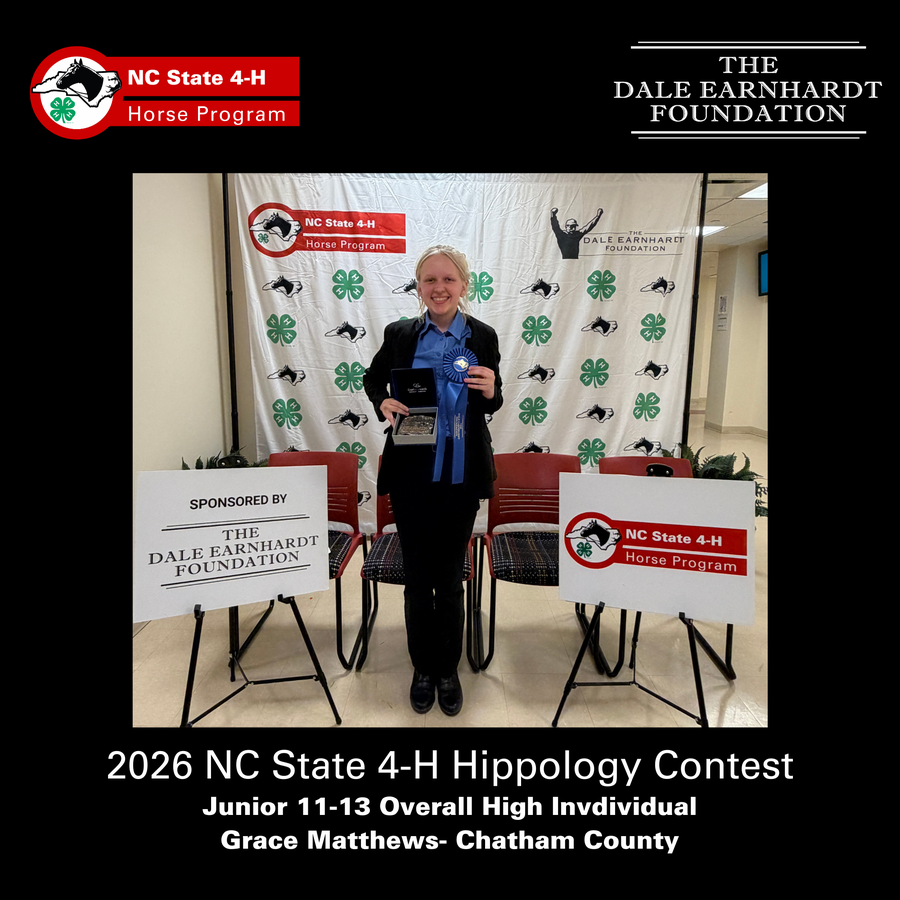 The top 11-13 junior overall and their awards for the 2026 NC State 4-H Hippology Contest