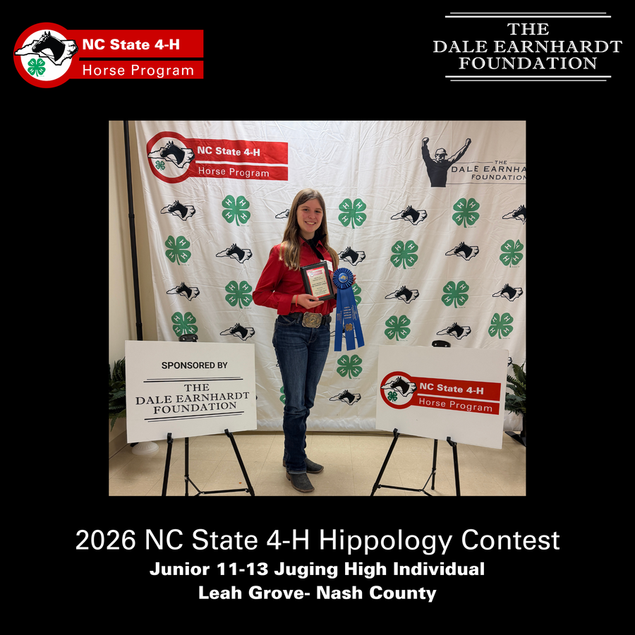 The top 11-13 junior in Hippology judging and their awards for the 2026 NC State 4-H Hippology Contest
