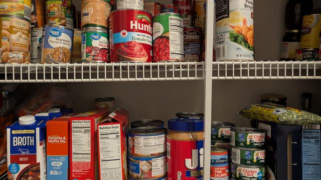 Pantry strategically placed by foods, how used, dry versus liquids, etc