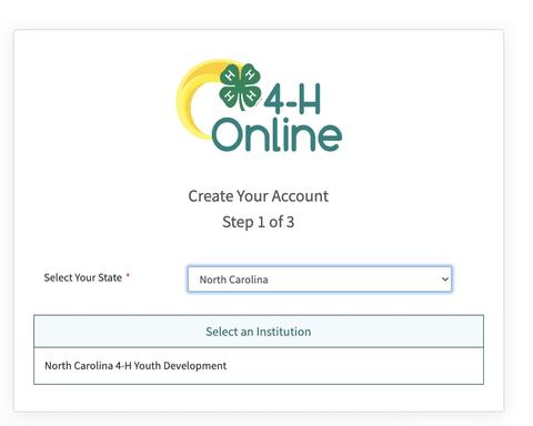 Select North Carolina from the dropdown menu