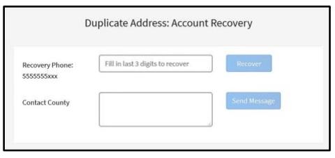Screenshot of Duplicate Address message box