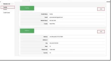 Screenshot of Family Information screen on 4-H Online