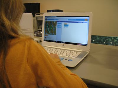 Person typing on a computer.