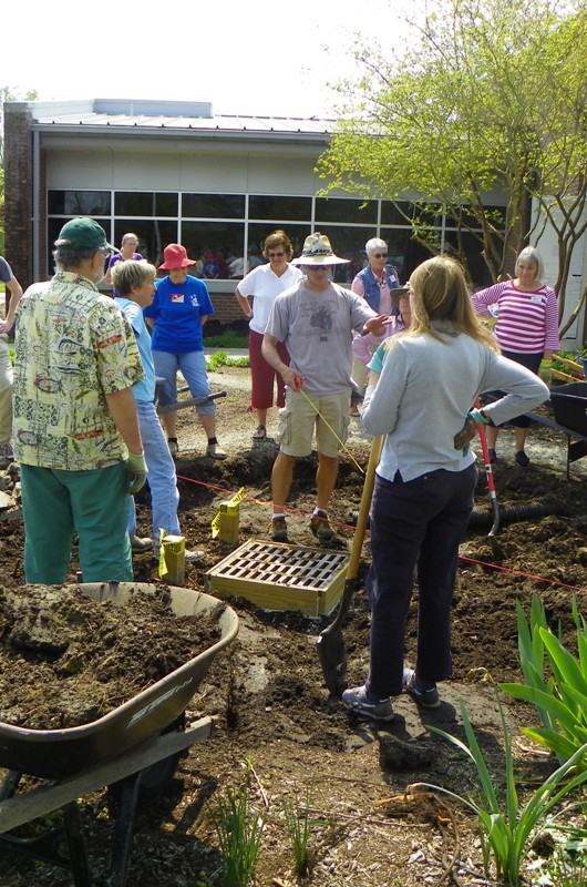 Master Gardeners constructing a rain garden.