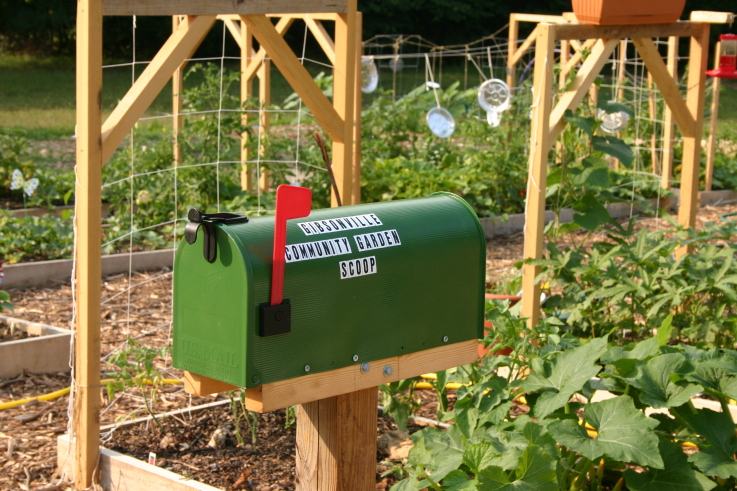 Mailbox sign for Gibsonville Community Garden
