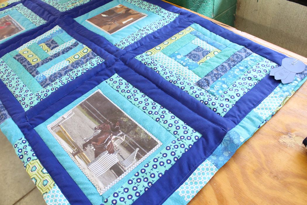 Quilt with sewn in horse photo