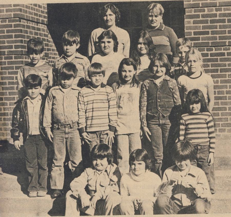 (from The Smoky Mountain Times - February 21, 1980) Enjoying an active year in 4-H work at the Almond School this year are Charlie Anthony, Troy Anthony, Ronda Cole, Robert Cole, Ronnie Cole, Calena Dyer, Jeffery Fuller, Laura Grant, Jennifer Hunt, Regina Massey, Melissa Massey, Ricky Newcomb, Susan Seay, and Dewight Winchester. 4-H Leaders are Alice King and Gene Massey.