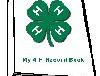 Green four-leaf 4-H clover emblem on the cover of a booklet titled "My 4-H Record Book"