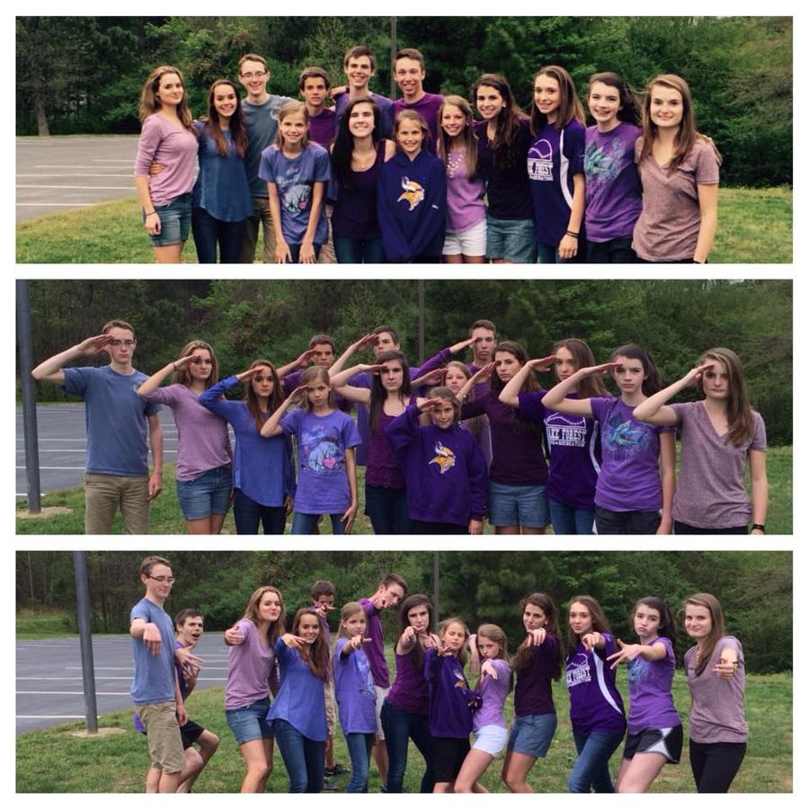 Students with the CMC (a local co-op)showing support for our military youth on Purple UP! Day 2015.