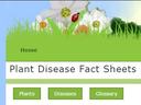 Website header reading "Plant Disease Fact Sheets" with buttons "Plants", "Diseases", "Glossary"