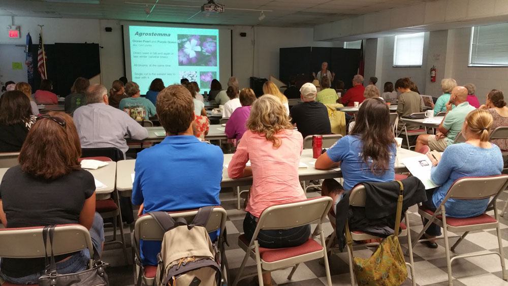 Indoor all-day cut flower workshop conducted by Chatham County Cooperative Extension.