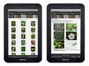 Two Samsung tablets displaying a plant identification app with thumbnail grid and detail view