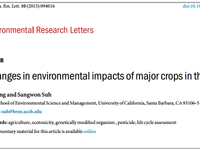 Environmental Research Letters article: Changes in environmental impacts of major crops in the US