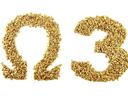 Omega symbol and number 3 formed from wheat grains on a white background