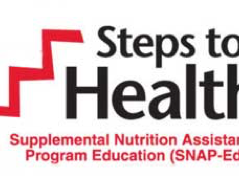 Red stair graphic and text "Steps to Health" — Supplemental Nutrition Assistance Program Education (SNAP-Ed)
