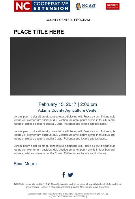 Screenshot of Event Announcement Template