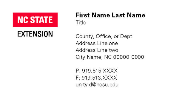 NC State Extension_Business Card sample_1 column