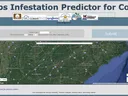 Webpage titled "Thrips Infestation Predictor for Cotton" with planting date form and regional map