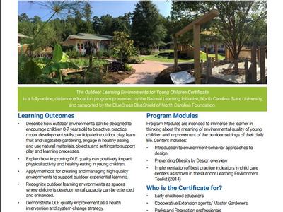 Outdoor Learning Environments for Young Children — North Carolina State University certificate program