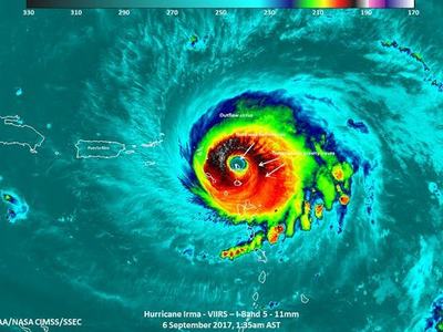 Hurricane Irma satellite infrared image, 6 September 2017, 1:35am AST