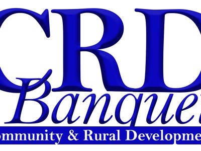 Blue logo reading "CRD Banquet" with subtext "Community & Rural Development"