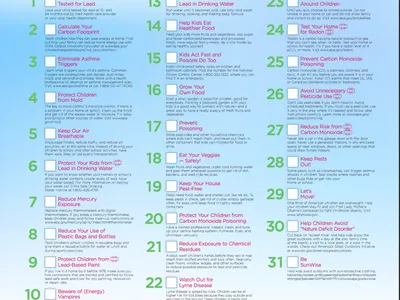 October is Children's Health Month poster listing 31 health tips, EPA logo