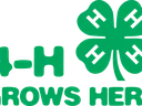 Green 4‑H four‑leaf clover with an H on each leaf and text "4‑H GROWS HERE"