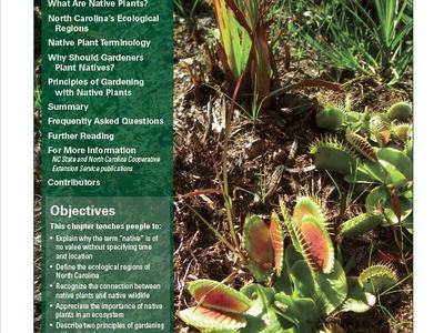Extension Gardener Handbook Chapter 12: Native Plants cover with Venus flytraps and NC State logo