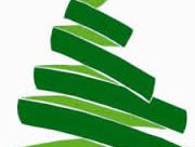 Stylized green ribbon Christmas tree with a yellow star on top