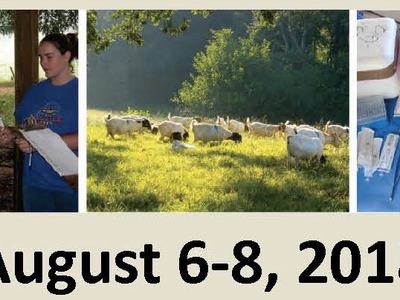 Goats with handlers and veterinary tools; text "August 6-8, 2018"