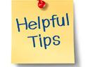 Yellow sticky note pinned with red pushpin reading "Helpful Tips"