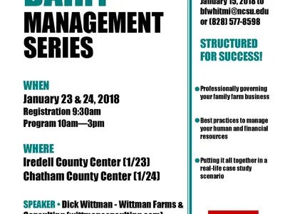 NC Winter Dairy Management Series flyer