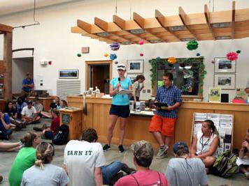 Students presenting their land-use plan for comments by other student groups debating for different land use ideas.