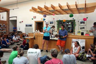 Students presenting their land-use plan for comments by other student groups debating for different land use ideas.