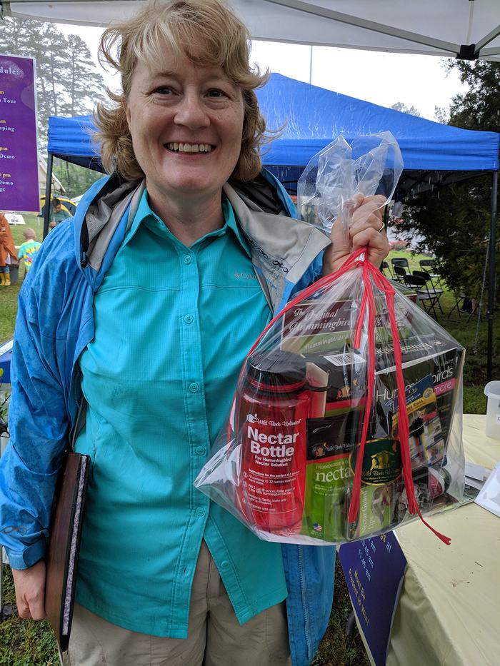 This lucky visitor won a hummingbird gift basket donated by Wild Birds Unlimited! 