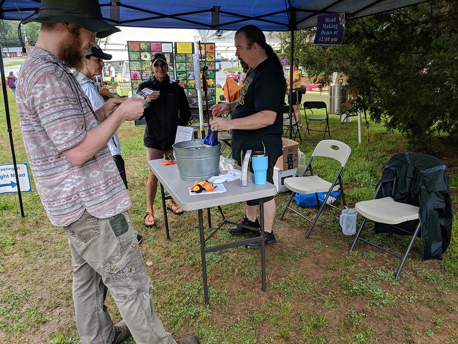 Visitors enjoyed sampling mead and learning how it's made from Ben and Becky Starr of Starrlight Mead. 