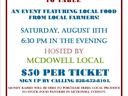 From Farm to Table event — Saturday, August 11, 6:30 PM; $50 per ticket; sign up 828-652-8104