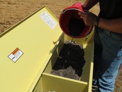 Putting seed mix into seed drill