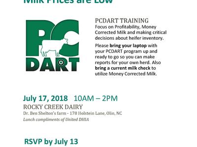 PCDART training: Improve bottom line when milk prices are low; July 17, 2018, 10AM–2PM; RSVP by July 13