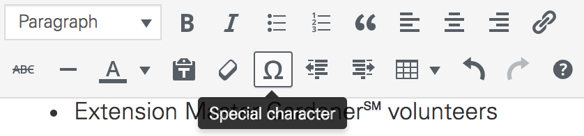 Special Character option image