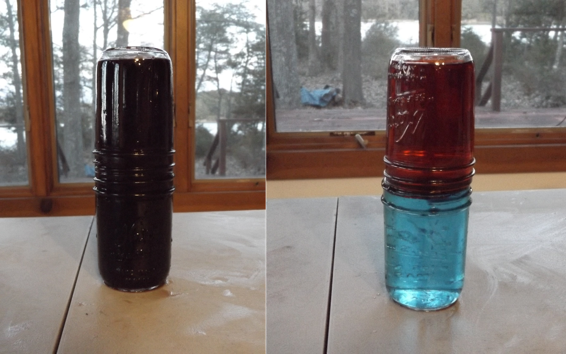 Side-by-side comparison of simulated normal conditions (left) and a simulated temperature inversion (right) image