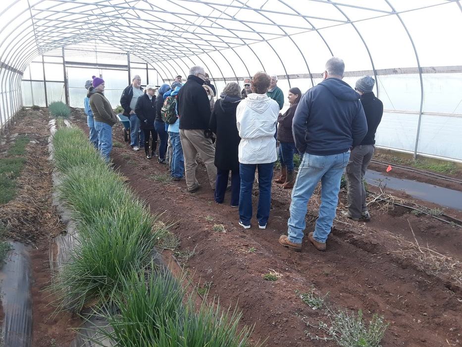 attendees at hoop house demo