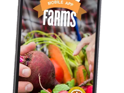 image of the visit nc farms logo with a smart photo of vegetables behind the ncda&cs logo and name