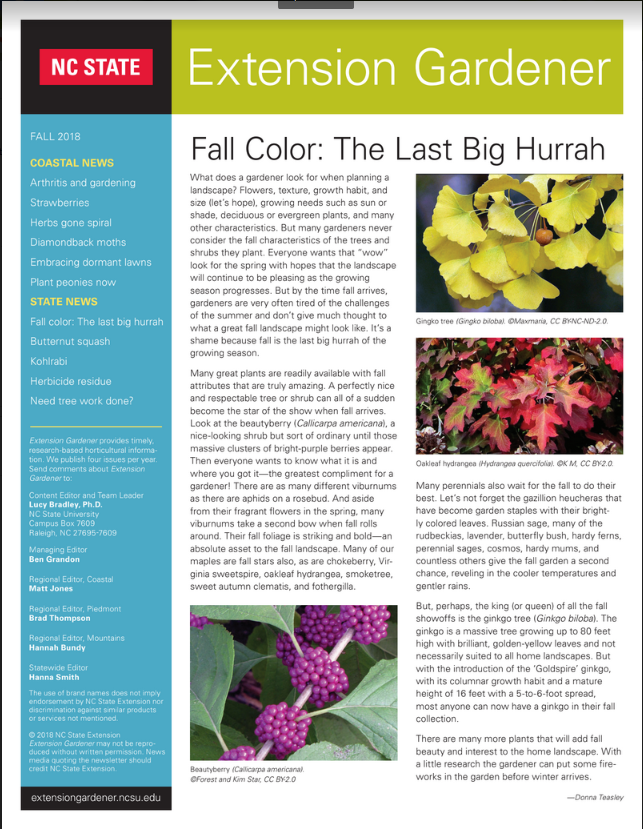 Fall Extension Gardener newsletter flyer image