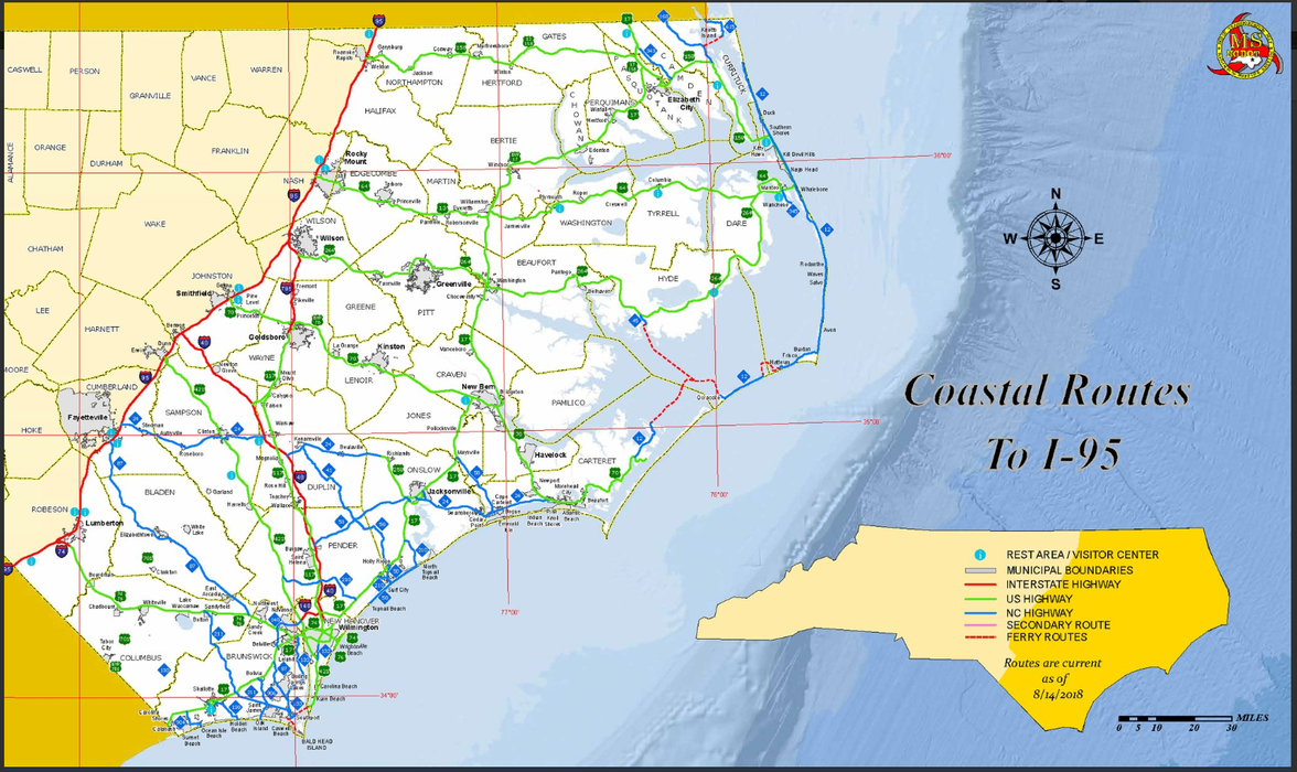 N.C. hurricane evacuation routes