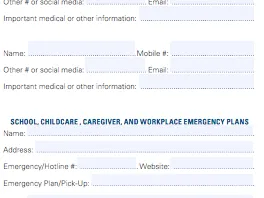 Ready logo above 'Family Emergency Communication Plan' FEMA form with contact fields
