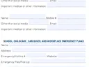 Ready logo above 'Family Emergency Communication Plan' FEMA form with contact fields