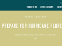 NC travel advisory header "Prepare for Hurricane Florence" with update date