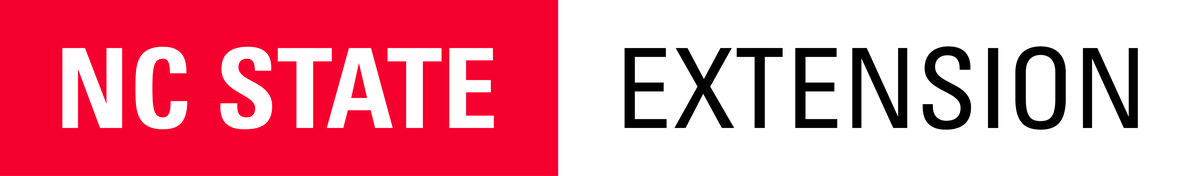 NC STATE EXTENSION text: "NC STATE" white on red block, "EXTENSION" black on white